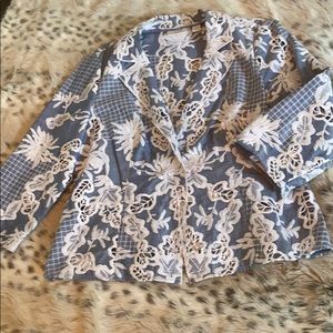 Chico’s. Baby blue and white jacket